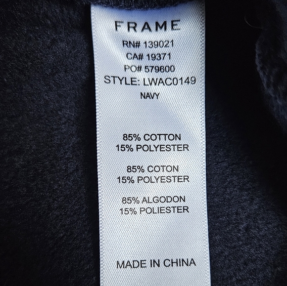 Frame Navy Scallop Crew Neck Sweatshirt Size M - Picture 7 of 10